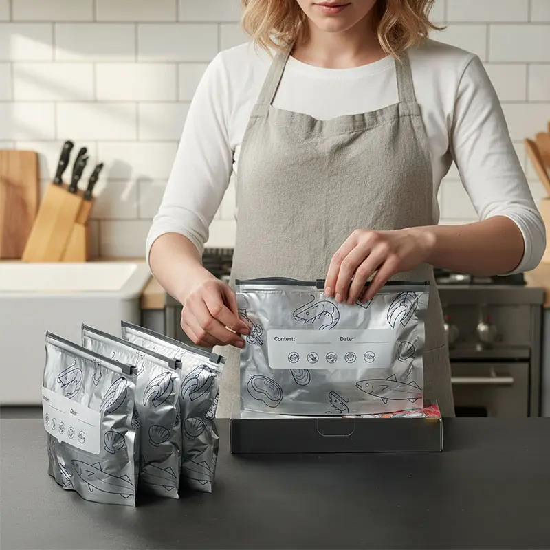 GEZRIA Reusable Stand-Up Aluminum Foil Storage Bags
