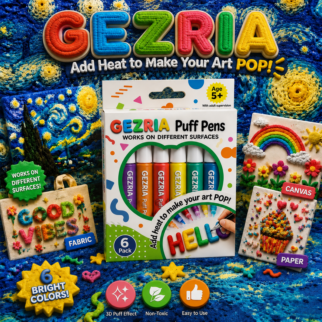 🦄👗Save66% by ordering today丨GEZRIA® 3D Relief Art Pen – Turn Flat Drawings Into Touchable 3D Art🪄