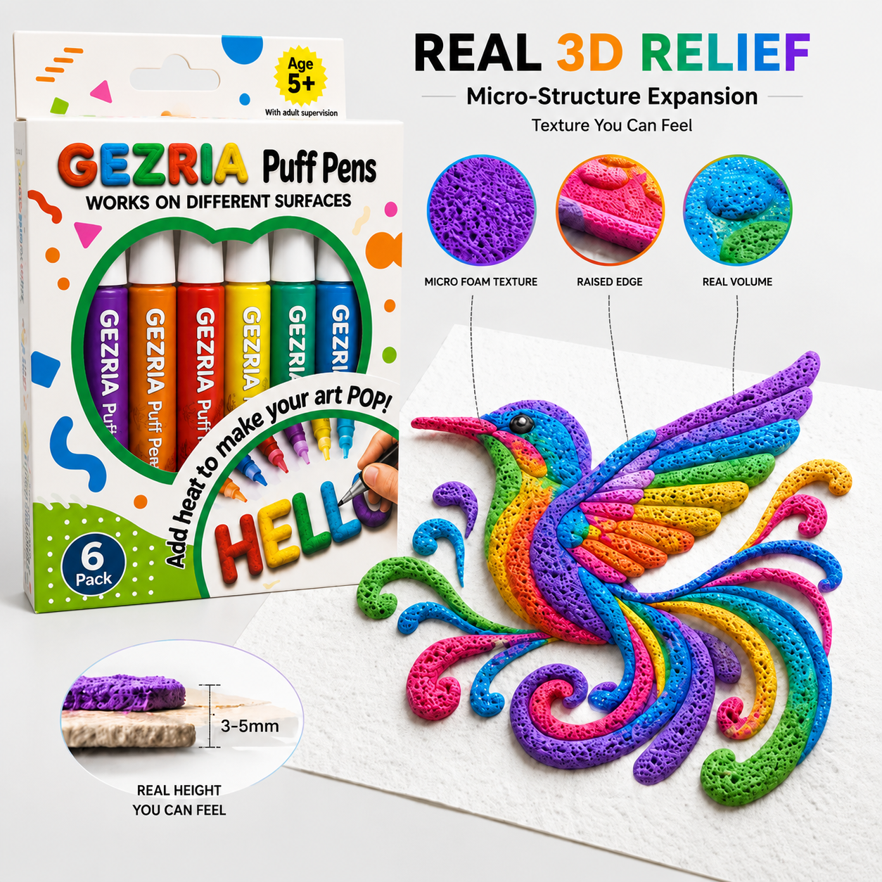 🦄👗Save66% by ordering today丨GEZRIA® 3D Relief Art Pen – Turn Flat Drawings Into Touchable 3D Art🪄