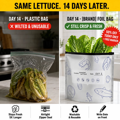 Reusable Stand-Up Aluminum Foil Storage Bags with Zipper | GEZRIA