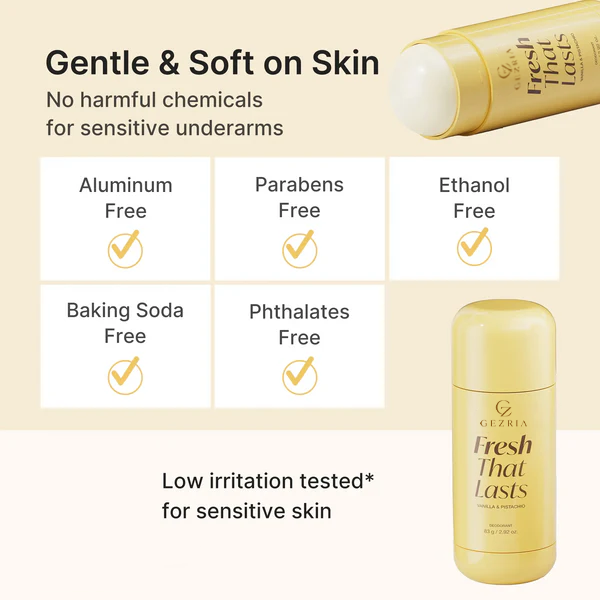 Up to 70% OFF GEZRIA Vanilla Pistachio Deodorant For Odor & Yellow-Stain Worries