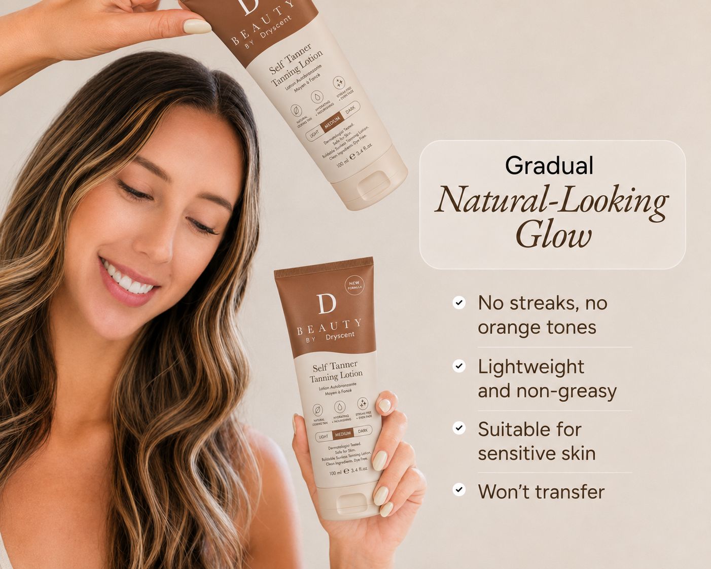 🔥Up to 75% OFF Dryscent® Hydrating Sunless Tanning Lotion🌞No Orange, Streak-Free Glow